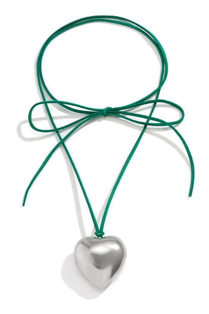 Alloy Heart Pendant Decor String Tied Up Necklace