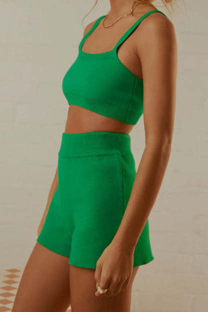 Knitted Two Piece Shorts Set