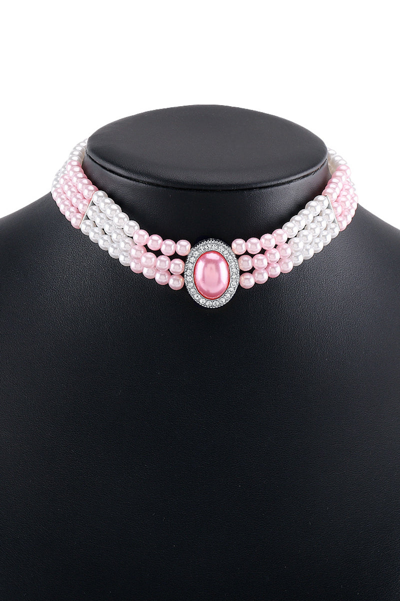 Elegant Layered Pearl Rhinestone Alloy Necklace