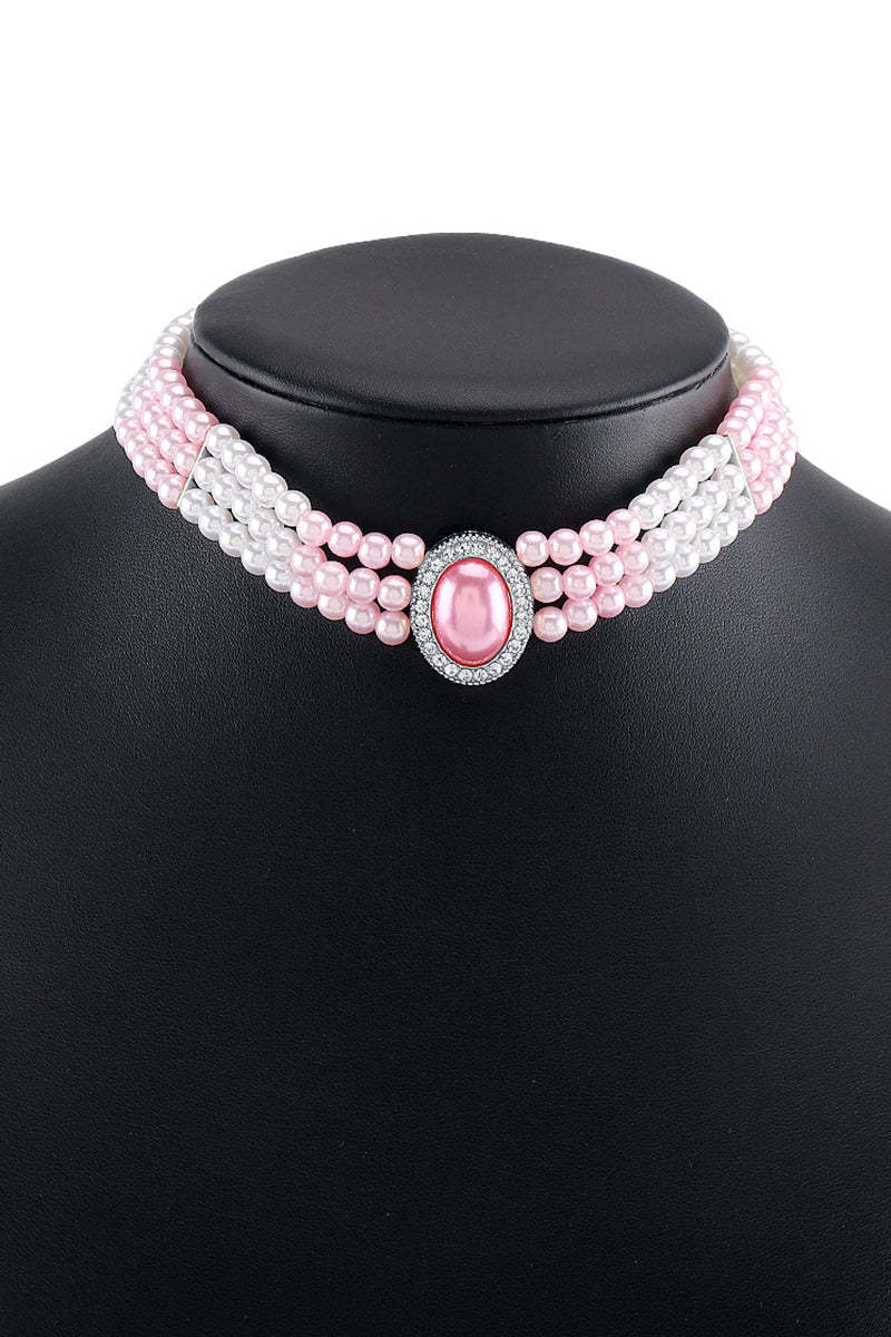 Elegant Layered Pearl Rhinestone Alloy Necklace