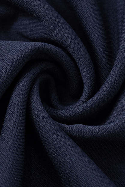 U Neck Colorblock Trim Cinch Waist Sleeveless Daily Mini Dresses-Navy