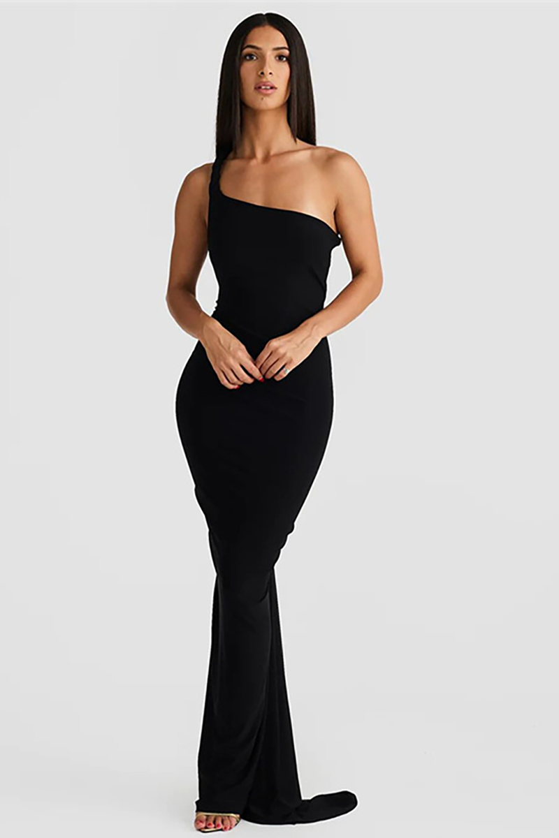 Rope Halter Open Back Bodycon Fishtail Hem Maxi Dresses-Green