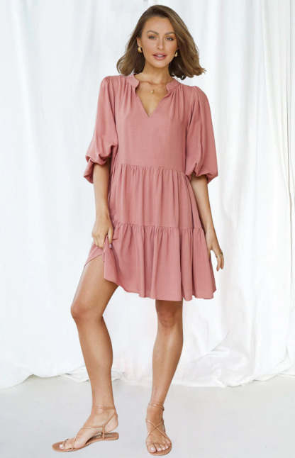 Relaxed Fit Flowy Ｍini Dress