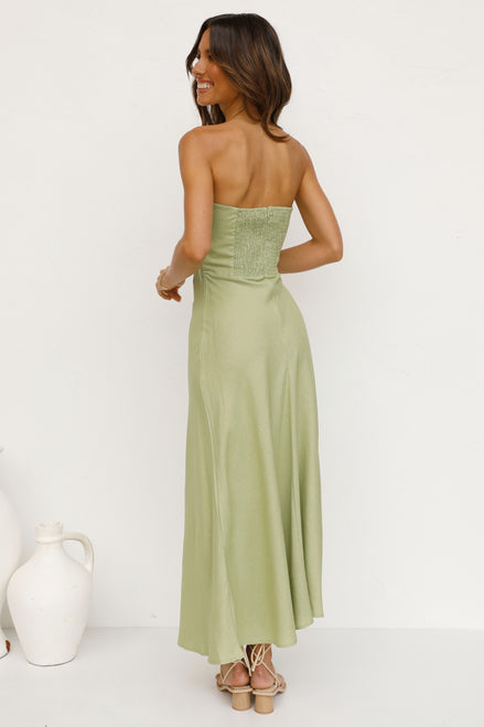 Strapless Backless Vacation Maxi Dresses - Green