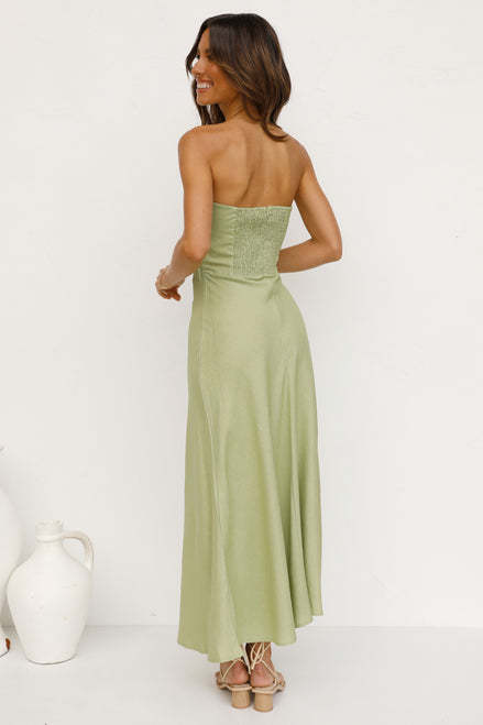 Strapless Backless Vacation Maxi Dresses - Green