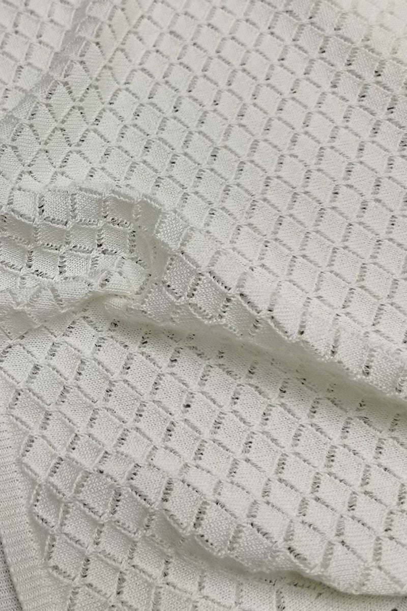 Crochet Irregular Neck Cami Hollow Out High Slit White Cover Up Maxi Dresses