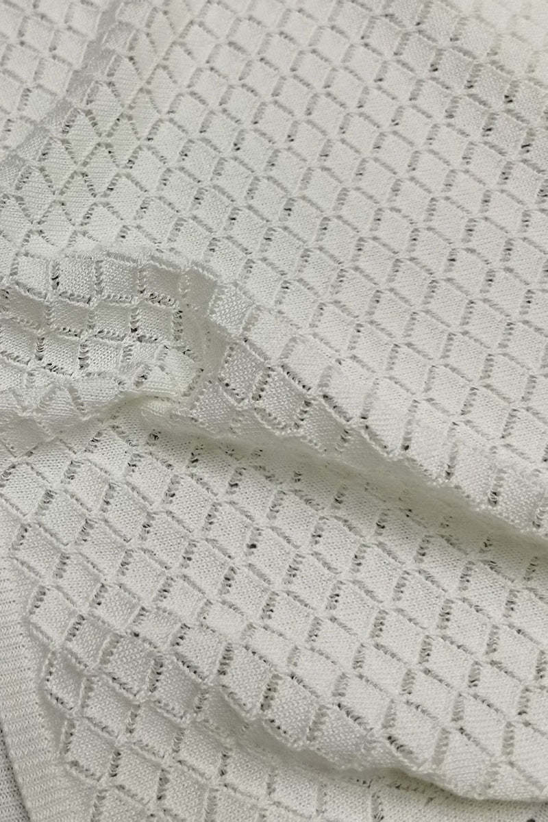 Crochet Irregular Neck Cami Hollow Out High Slit White Cover Up Maxi Dresses