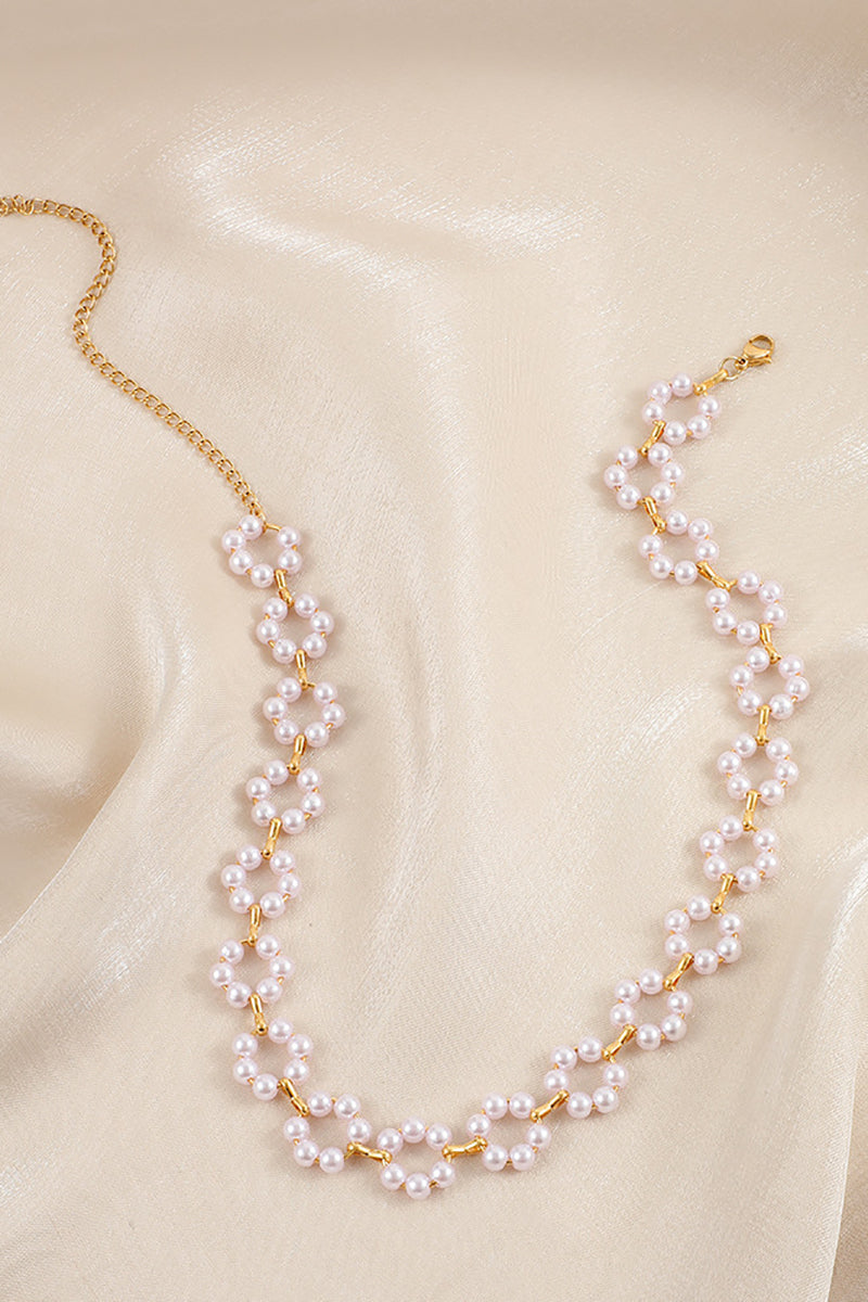 Pearl Ring Golden Chocker Necklace