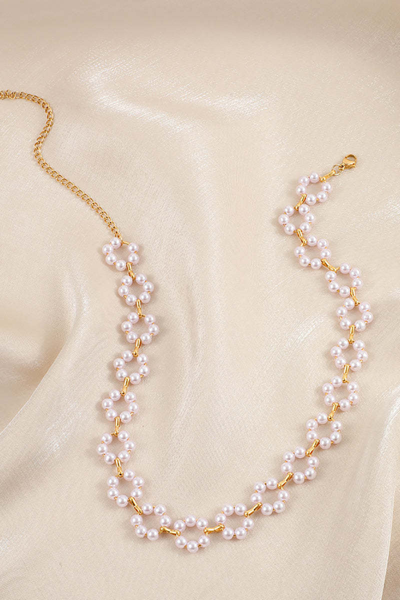 Pearl Ring Golden Chocker Necklace