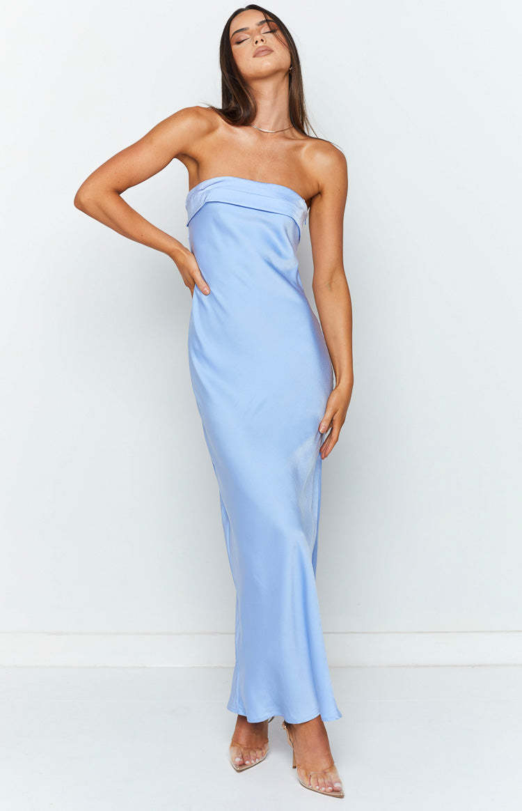 Half Open Back Sleeveless Silky Maxi Dress