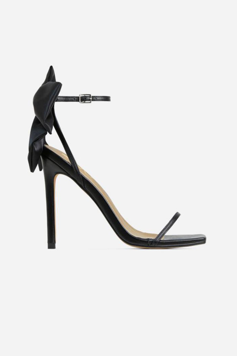 PU Leather Bow Decor Buckle High Heel Party Sandals