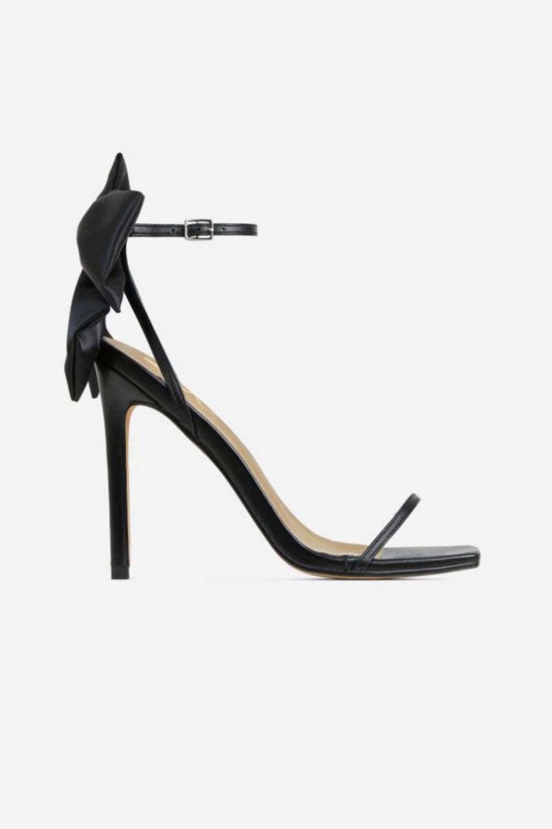 PU Leather Bow Decor Buckle High Heel Party Sandals