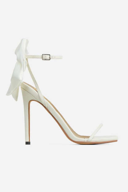 PU Leather Bow Decor Buckle High Heel Party Sandals