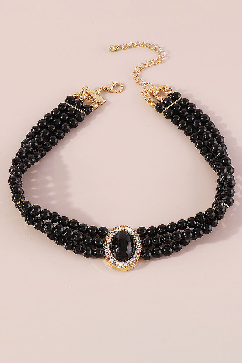 Elegant Layered Pearl Rhinestone Alloy Necklace