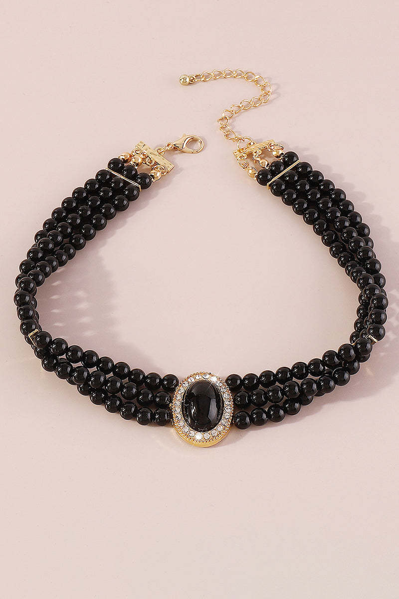 Elegant Layered Pearl Rhinestone Alloy Necklace