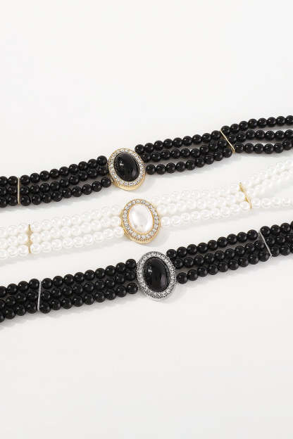 Elegant Layered Pearl Rhinestone Alloy Necklace