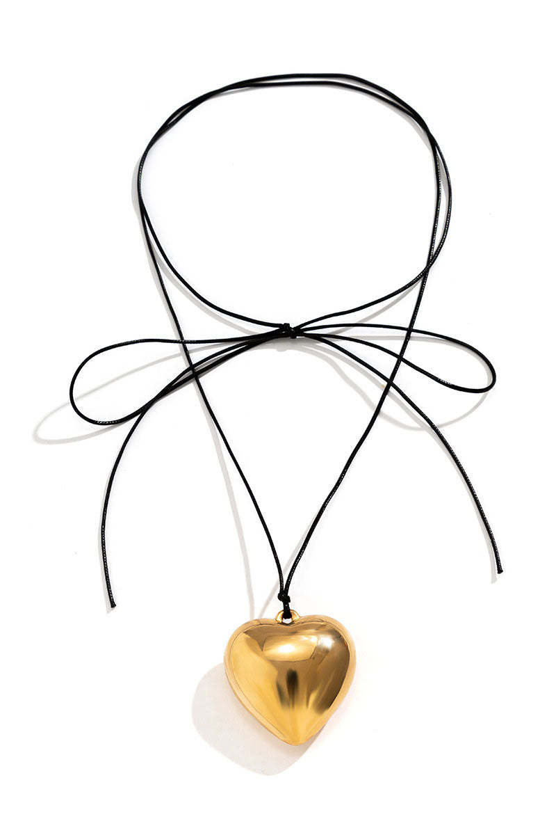 Alloy Heart Pendant Decor String Tied Up Necklace