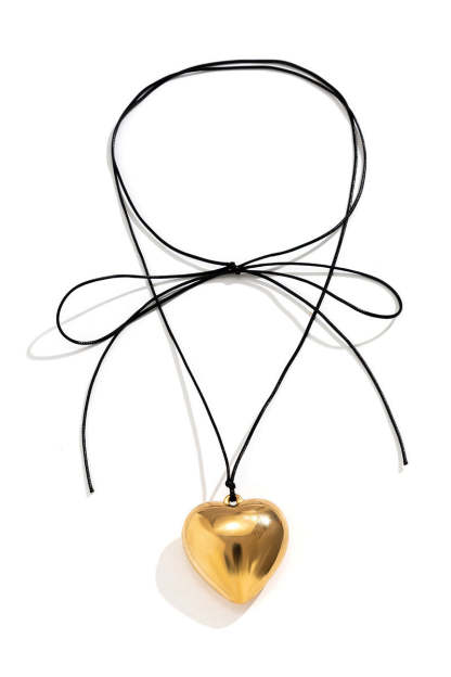 Alloy Heart Pendant Decor String Tied Up Necklace