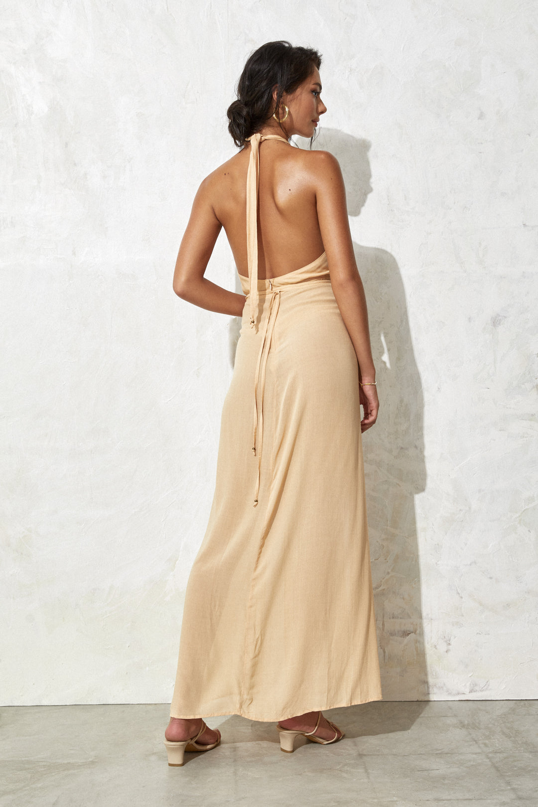 Cross Halter Sleeveless Slit Maxi Dresses