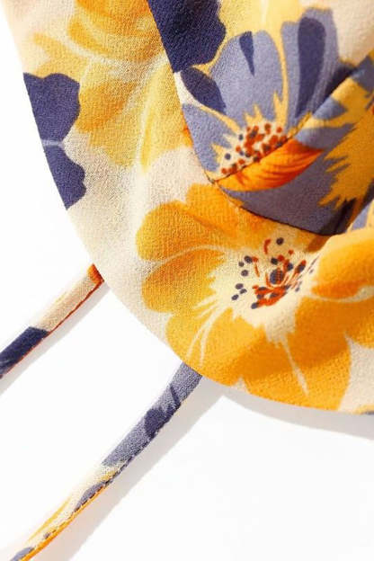 Vacation Irregular Neck Tied Up Cami A-line Floral Print High Slit Midi Dresses