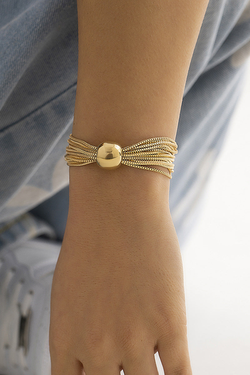 Mental Ball Tiered Chain Punk Necklace Bracelet