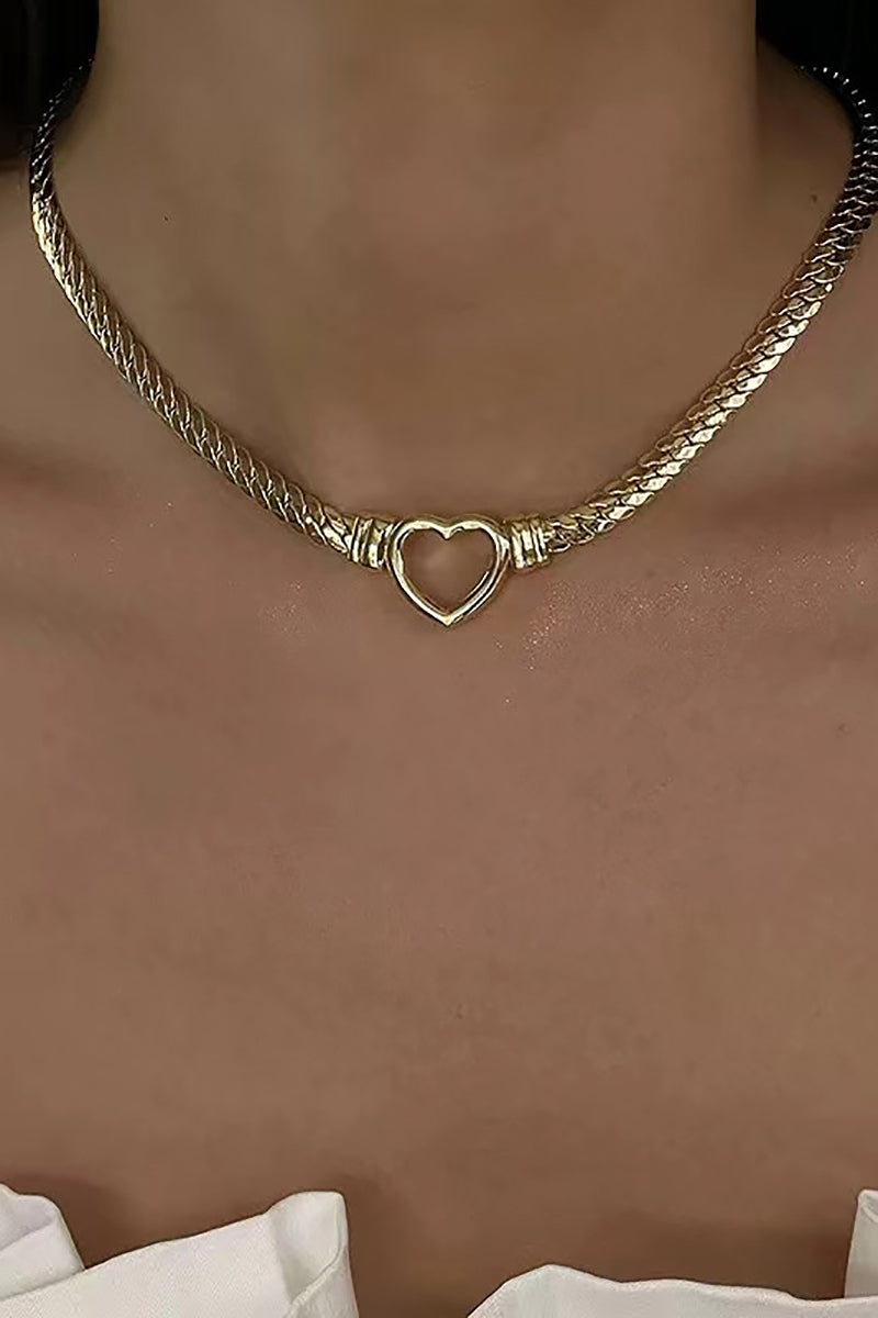 Heart Hollow Out Stainless Steel Chain Necklace