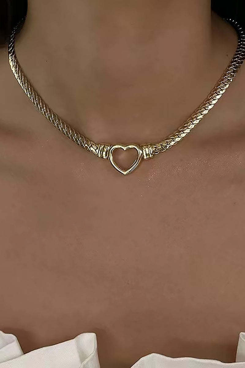 Heart Hollow Out Stainless Steel Chain Necklace