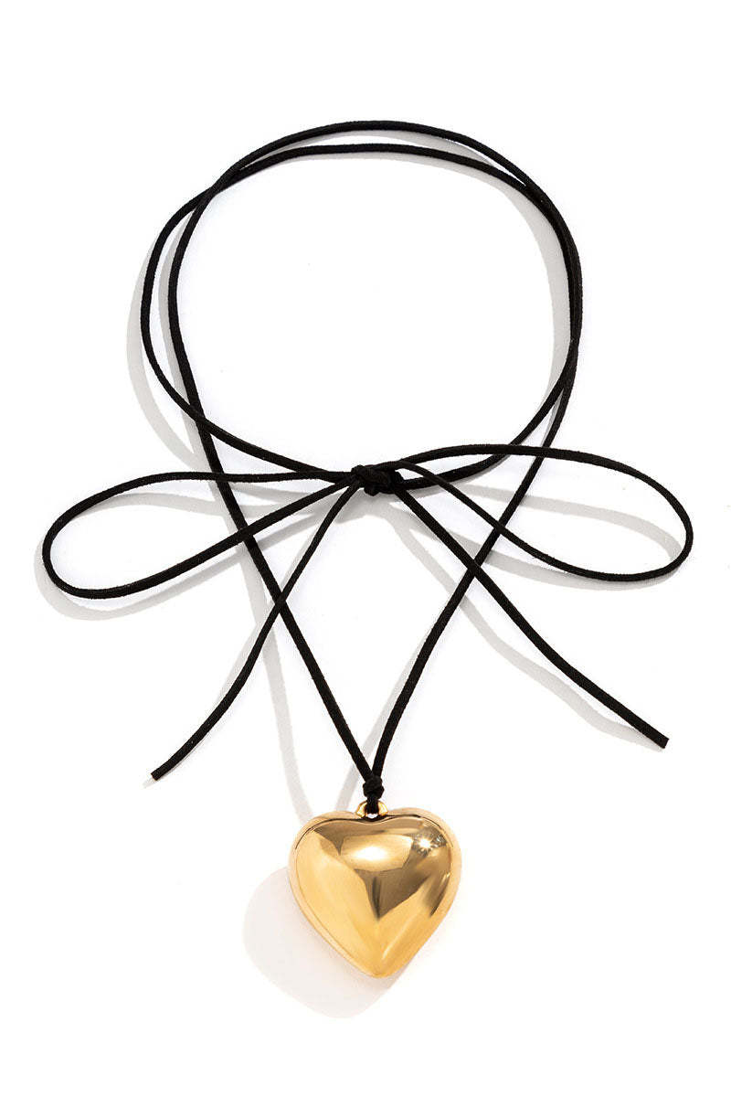 Alloy Heart Pendant Decor String Tied Up Necklace