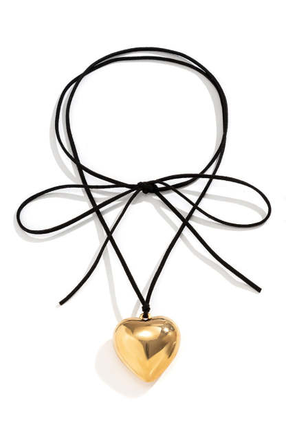 Alloy Heart Pendant Decor String Tied Up Necklace