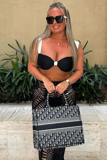 Gathered Sleeveless Bikini Top T-String Vacation Swimwear 2pcs Set-White