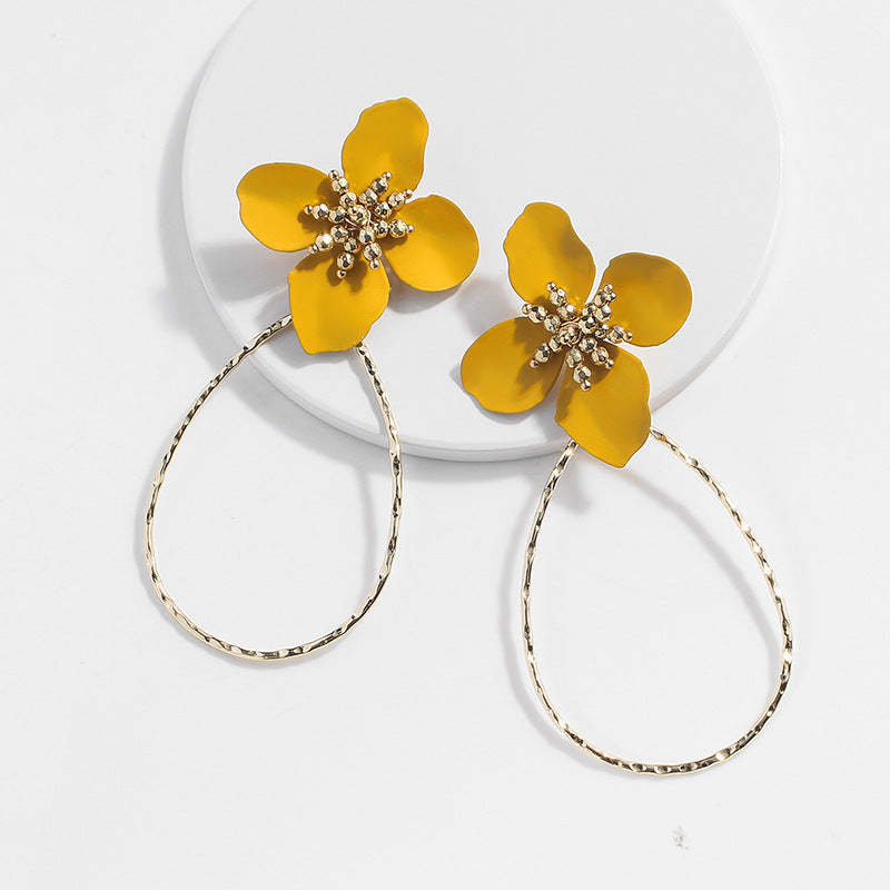 Flower Earrings Drop-Shaped Rings Ear Rings