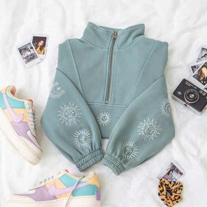 Embroidered Hoodie Pant Set Classic Tracksuit -Green