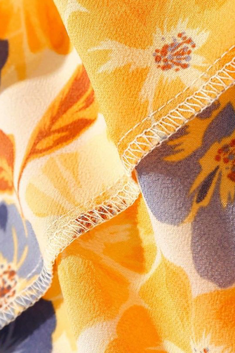 Vacation Irregular Neck Tied Up Cami A-line Floral Print High Slit Midi Dresses