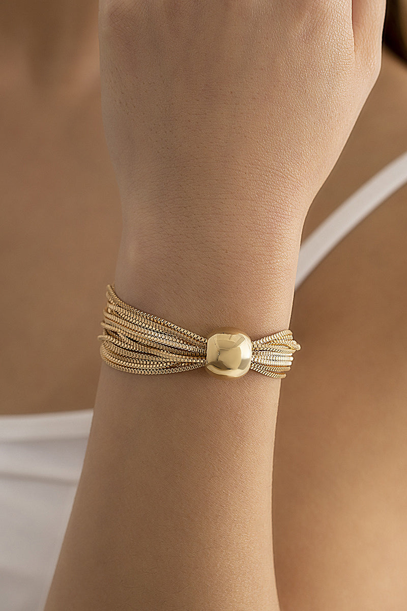 Mental Ball Tiered Chain Punk Necklace Bracelet