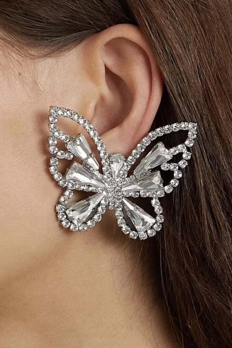 Rhinestone Butterfly Dangle Earrings