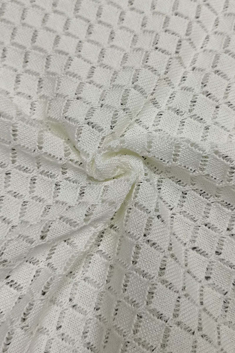 Crochet Irregular Neck Cami Hollow Out High Slit White Cover Up Maxi Dresses