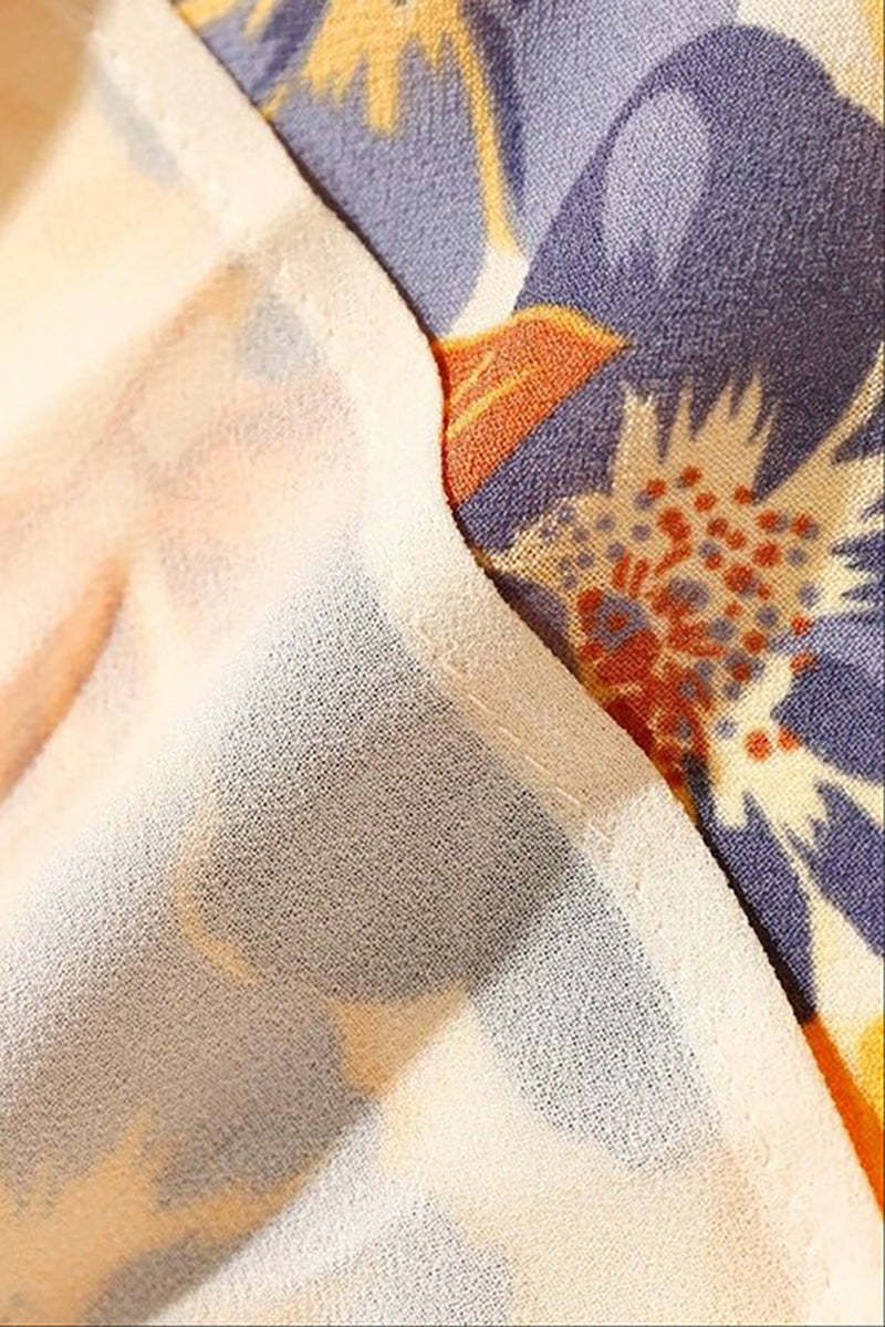 Vacation Irregular Neck Tied Up Cami A-line Floral Print High Slit Midi Dresses