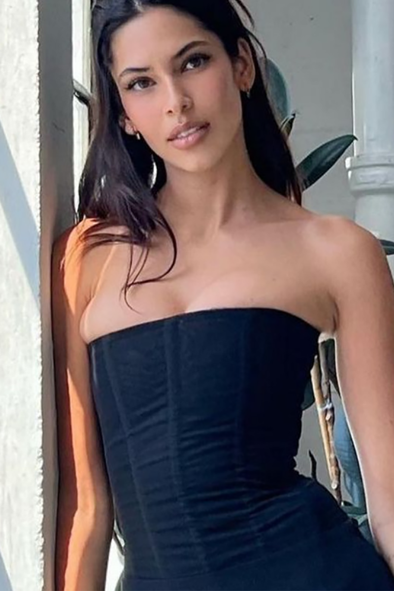 Boat Neck Strapless Cinch Waist Mesh Corset-Khaki