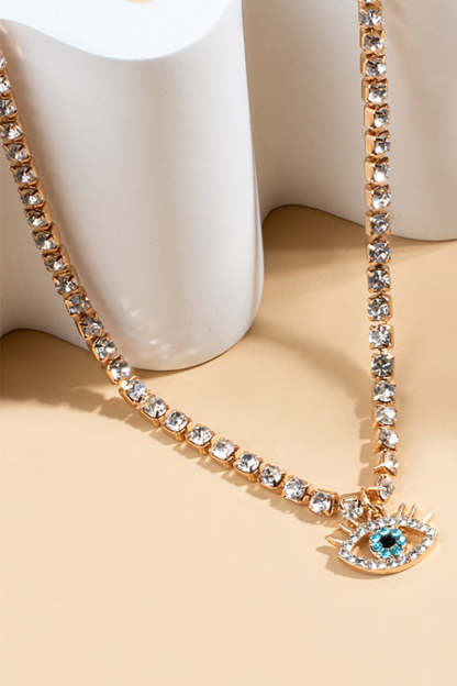 Devil's Eye Pendants Rhinestone Fashionable Choker-Gold