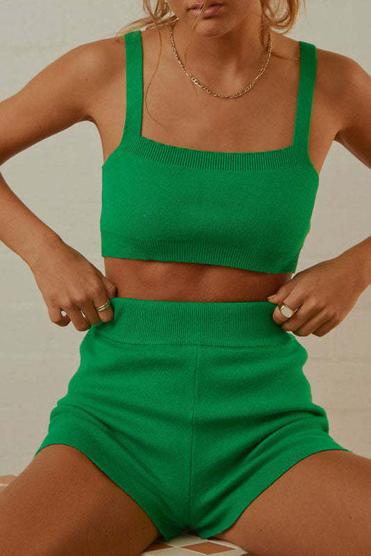 Knitted Two Piece Shorts Set