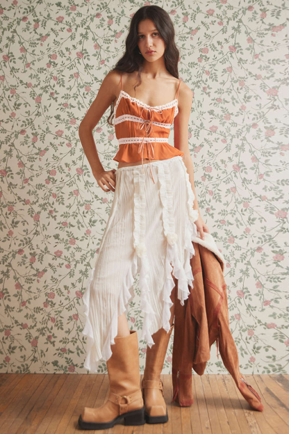 Colorblock Lace Trim Tie-Up Ribbon Crop Cami-Purple