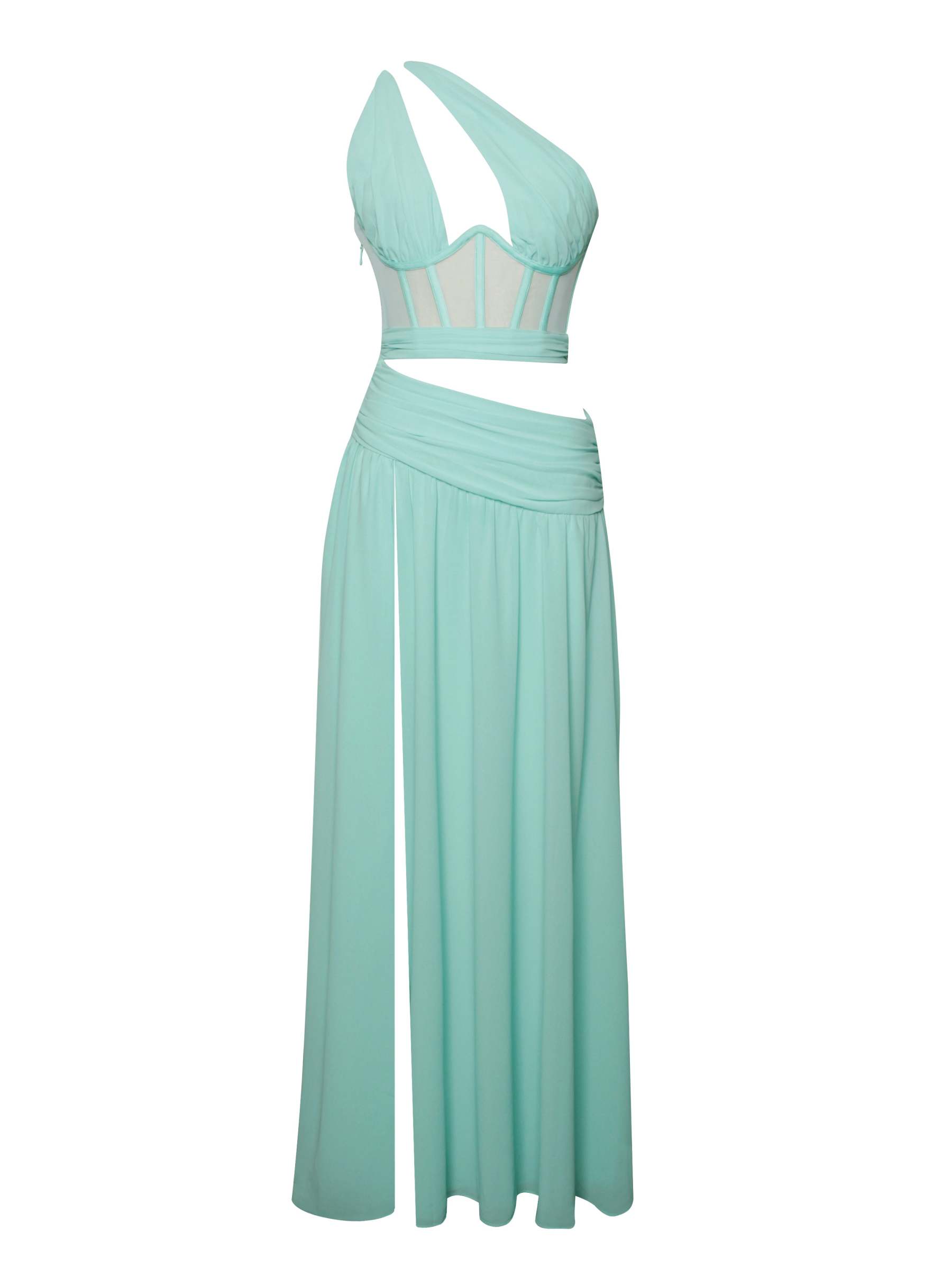 Irregular Cutout Corset Gown Slit Maxi Dresses