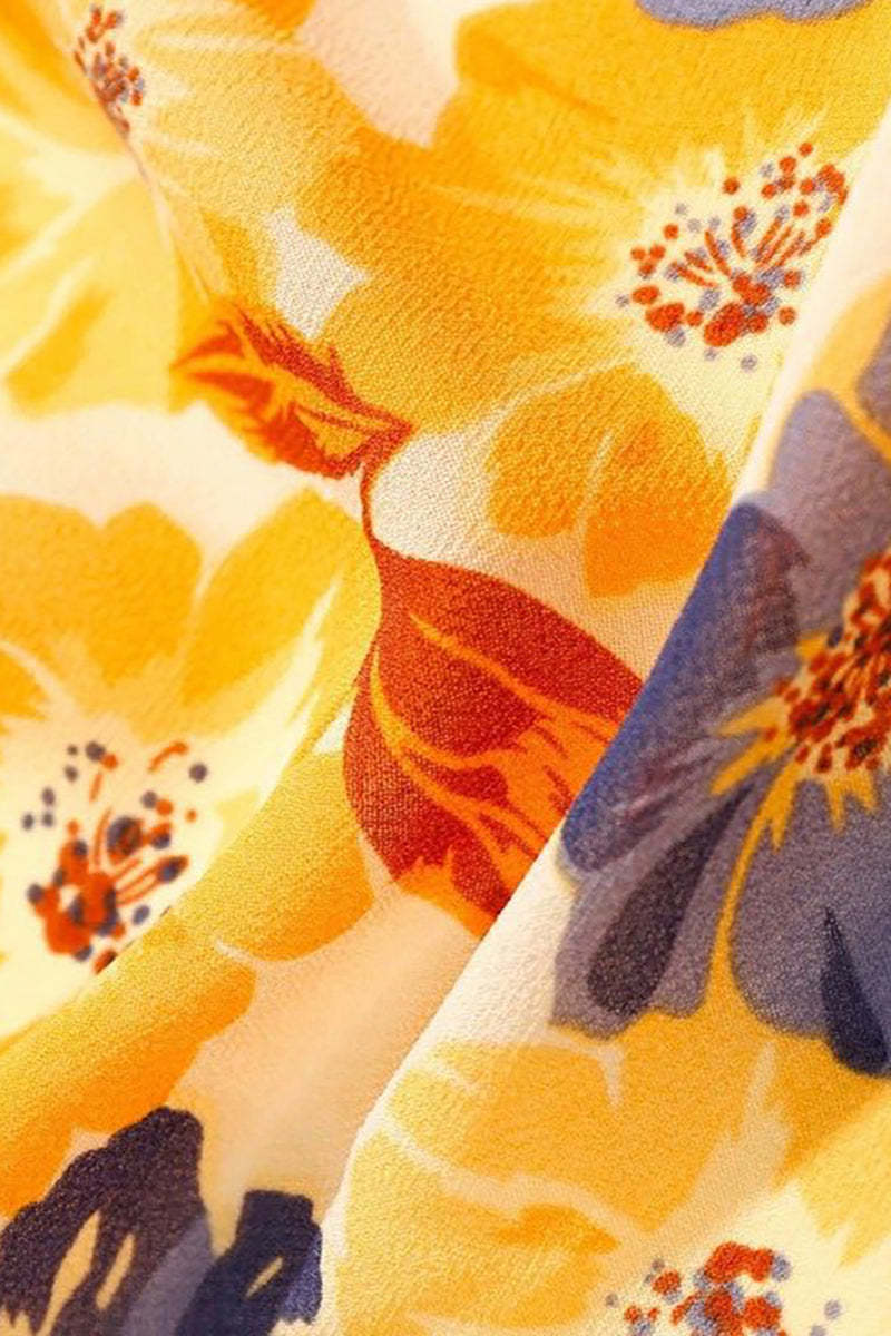 Vacation Irregular Neck Tied Up Cami A-line Floral Print High Slit Midi Dresses