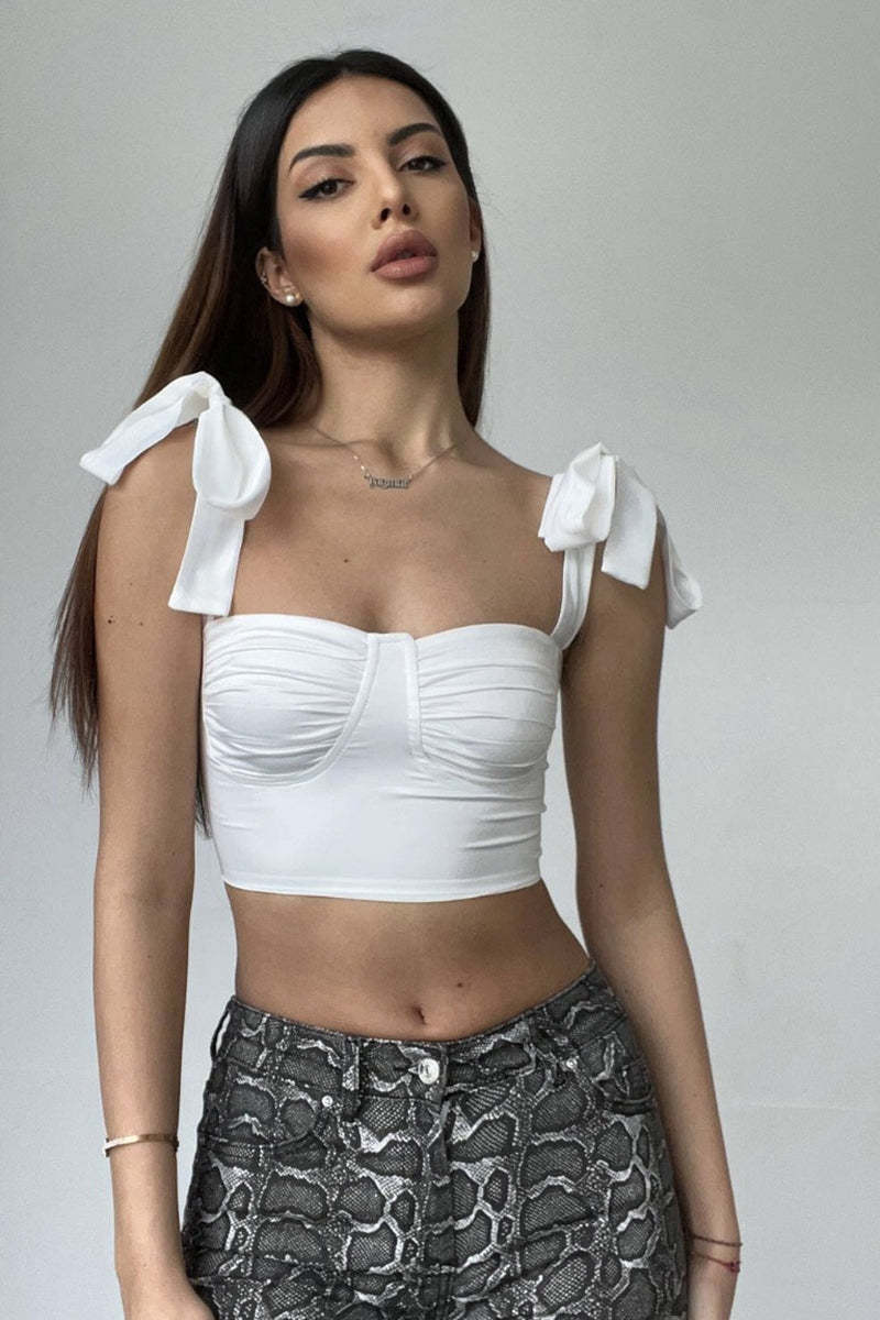 Bow Strap Crop Tank Top
