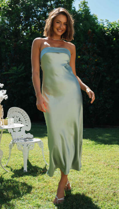 Half Open Back Sleeveless Silky Maxi Dress