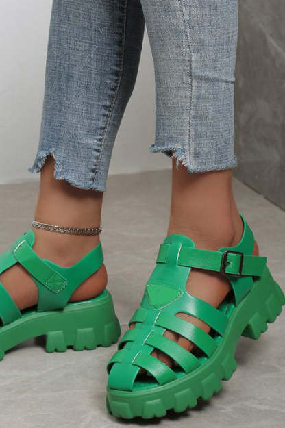 Platform Cutout Buckle Roman Sandals