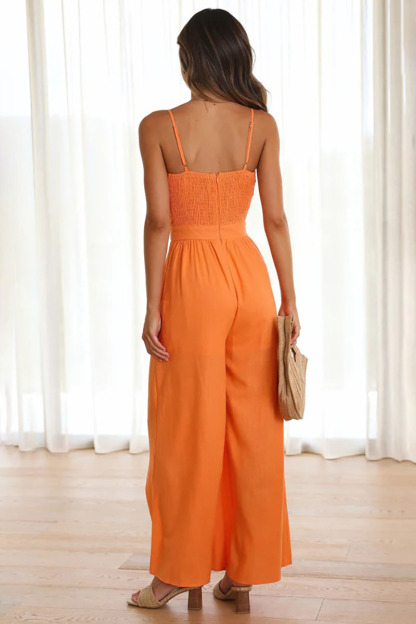 Knotted Cutout V Neck Slip Casual Jumpsuit