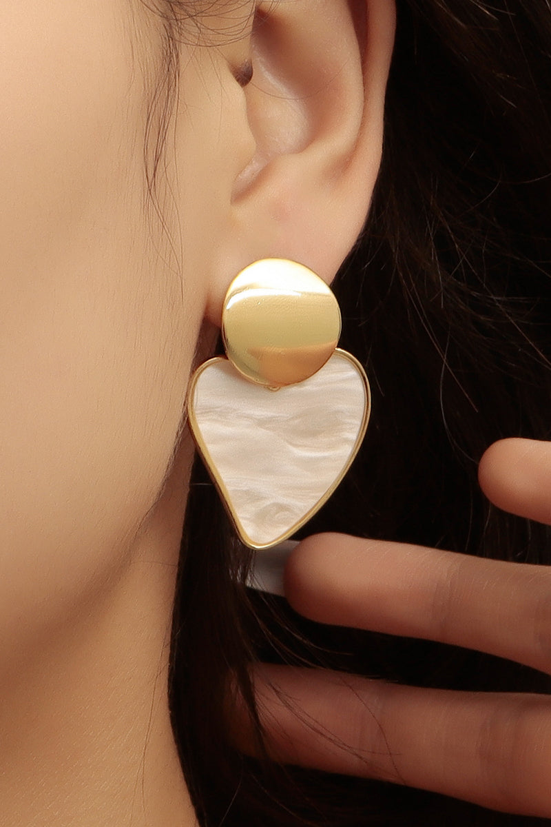 Alloy Heart Pendant Retro Dangle Earrings-White