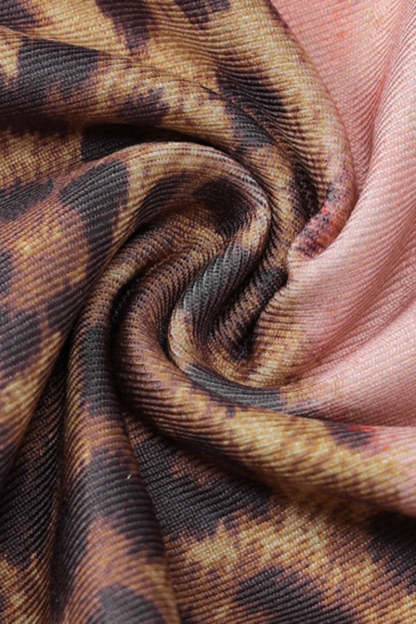 Leopard Print Slim-Fit Cocktail Party Maxi Slip Dresses-Brown