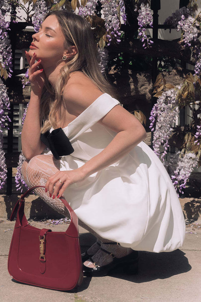 Bowknot Decor Off Shoulder Corset Party Mini Dresses-White